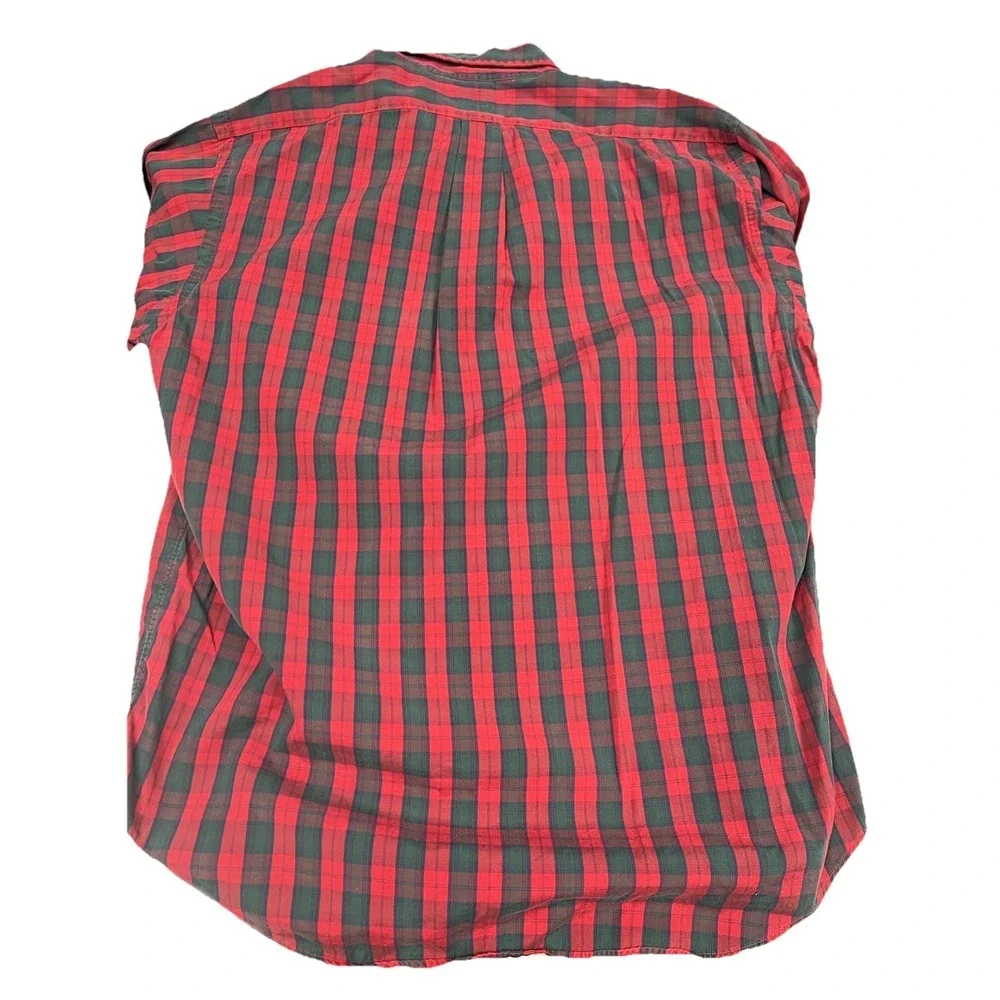 Vintage 90s Polo Ralph Lauren Button Down Shirt Red Green Size M Blaire Gold Dot